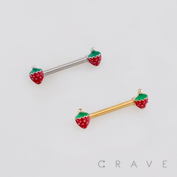 STRAWBERRY FRESA ENDS 316L SURGICAL STEEL NIPPLE RING
